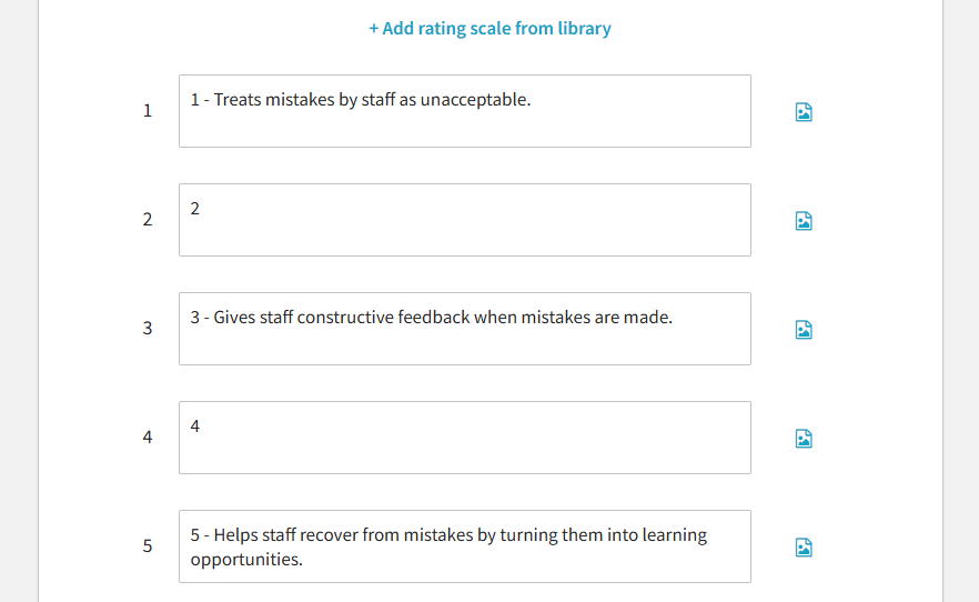 Fast Mirror survey builder with behaviorally anchored (BARS) rating scale